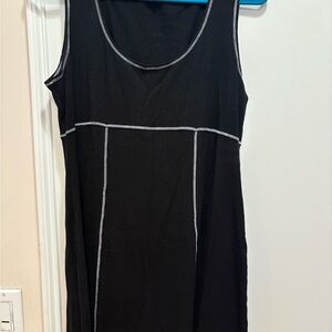 Reformation Black bodycon dress with White Stitching